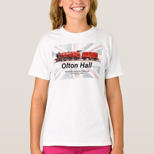 Olton Hall  stoomtrein Engels Locomotief T-shirt (Voorkant)