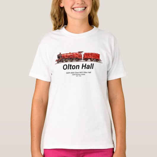 Olton Hall  stoomtrein Engels Locomotief T-shirt (Voorkant)