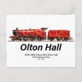 Olton Hall Stoomtrein Engelse Locomotief Briefkaart (Voorkant)