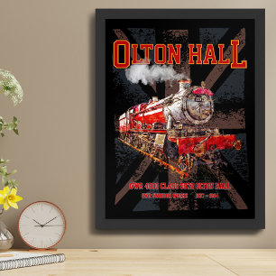 Olton Hall Vintage Stoomtrein Engelse Locomotief Poster