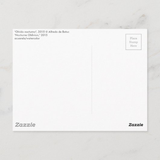 "Olvido nocturno" / "Nocturne Oblivion" Briefkaart (Achterkant)