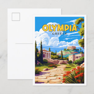 Olympia Griekenland vintage reisillustratie Briefkaart