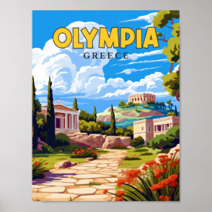 Olympia Griekenland vintage reisillustratie Poster