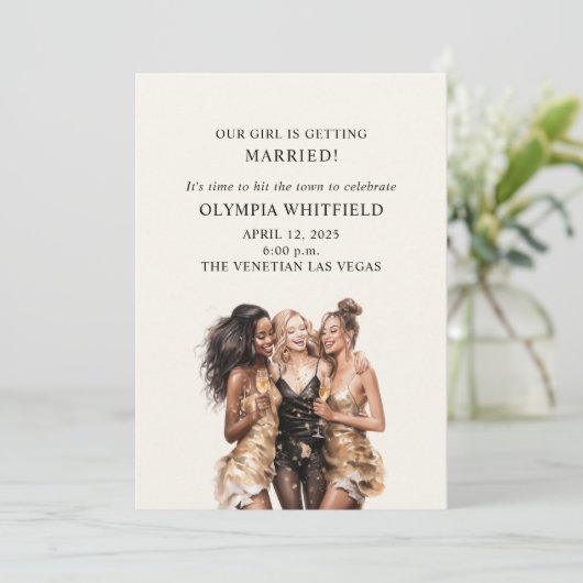 OLYMPIA Modieuze Vrienden Bachelorette Party Kaart (Staand voorkant)