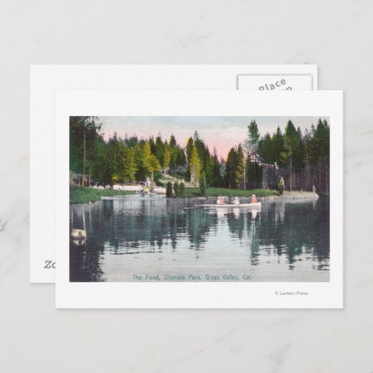 Olympia Park Uitzicht van de Pond, Rowboot Scene Briefkaart (Voorkant / Achterkant)
