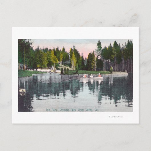 Olympia Park Uitzicht van de Pond, Rowboot Scene Briefkaart (Voorkant)