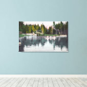 Olympia Park Uitzicht van de Pond, Rowboot Scene Canvas Afdruk (Insitu (Houten vloer))