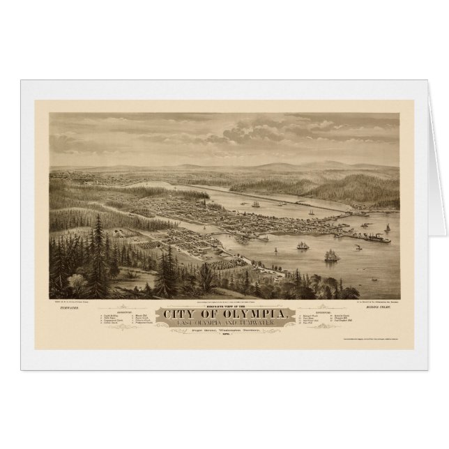 Olympia, WA Panoramic Map - 1879 (Voorkant Horizontaal)