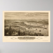 Olympia, WA Panoramic Map - 1879 Poster (Voorkant)