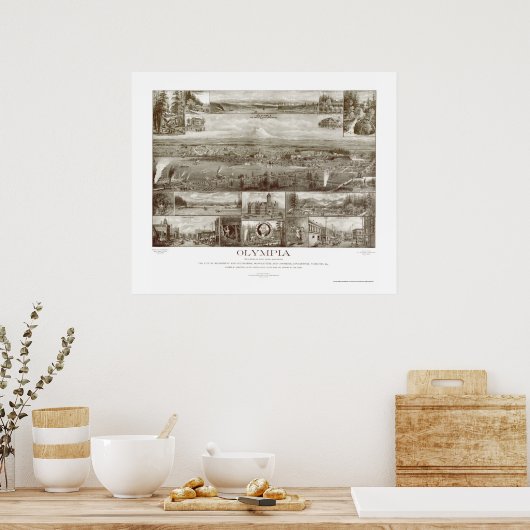 Olympia, WA Panoramic Map - 1903 Poster (Keuken)