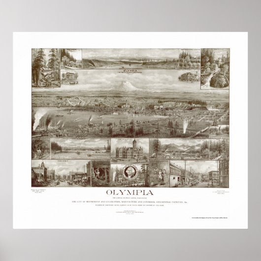 Olympia, WA Panoramic Map - 1903 Poster (Voorkant)
