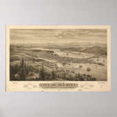 Olympia Washington 1870 Antiek Panorama Poster (Voorkant)