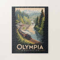 Olympia Washington Illustratie Reis Kunst Vintage