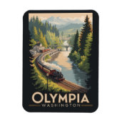 Olympia Washington Illustratie Reis Kunst Vintage Magneet