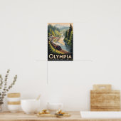 Olympia Washington Illustratie Reis Kunst Vintage Poster (Keuken)