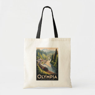 Olympia Washington Illustratie Reis Kunst Vintage Tote Bag