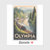 Olympia Washington Illustration Travel Art Vintage Sticker (Vel)