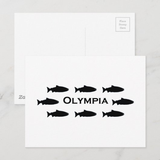 Olympia Washington Salmon Logo Briefkaart (Voorkant / Achterkant)