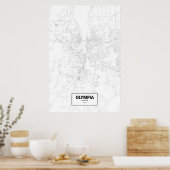 Olympia, Washington (zwart op wit) Poster (Keuken)
