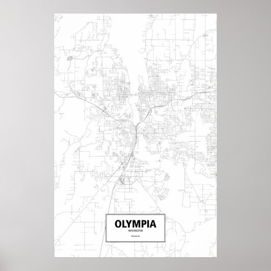 Olympia, Washington (zwart op wit) Poster (Voorkant)