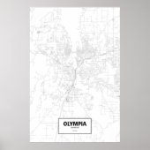 Olympia, Washington (zwart op wit) Poster (Voorkant)