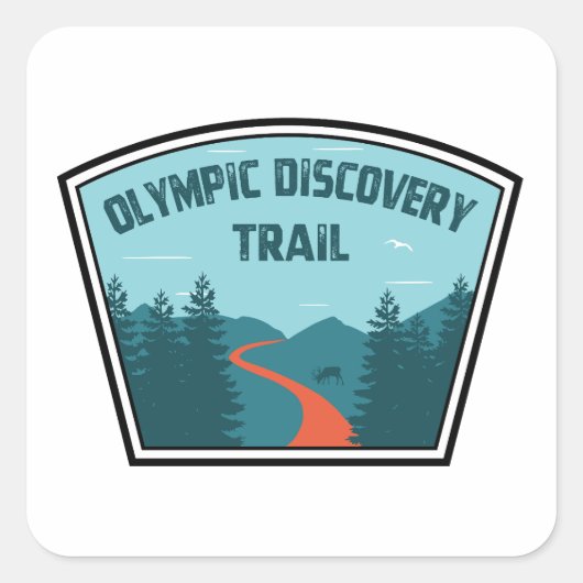 Olympic Discovery Trail staat in de Amerikaanse st Vierkante Sticker (Voorkant)