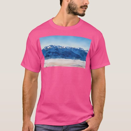 Olympic Mountains Over Clouds (Waterverf) Lang T-shirt (Voorkant)