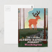 Olympic National Forest USA-reisposter Briefkaart (Voorkant / Achterkant)