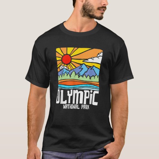 Olympic National Park Artistic Nature Mountains Vi T-shirt (Voorkant)
