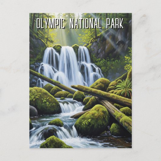 Olympic national park hoh rainforest waterfall briefkaart (Voorkant)