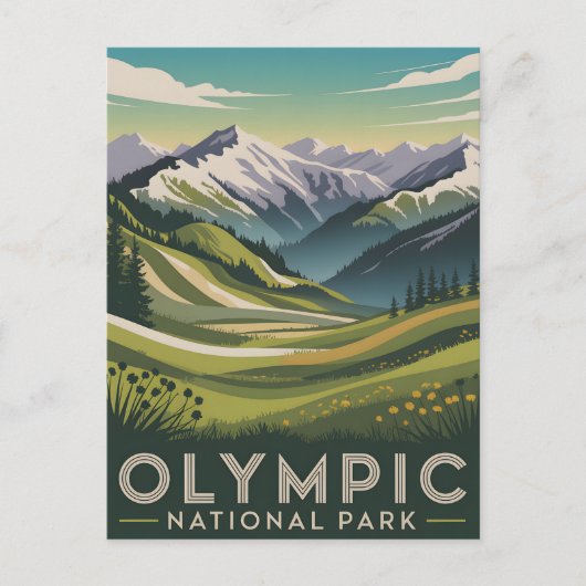 Olympic National Park Hurricane Ridge Retro Reizen Briefkaart (Voorkant)