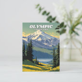 Olympic National Park illustratie retro Briefkaart (Staand voorkant)