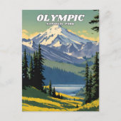 Olympic National Park illustratie retro Briefkaart (Voorkant)