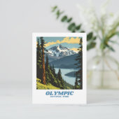 Olympic National Park illustratie retro esthetisch Briefkaart (Staand voorkant)
