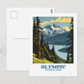 Olympic National Park illustratie retro esthetisch Briefkaart (Voorkant / Achterkant)