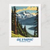 Olympic National Park illustratie retro esthetisch Briefkaart (Voorkant)