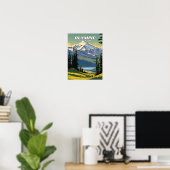 Olympic National Park illustratie retro Poster (Thuiskantoor)