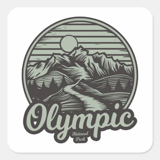 Olympic National Park Mountain Trail Vierkante Sticker (Voorkant)