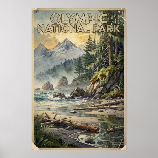 Olympic National Park Reisposter uit het verleden Poster (Voorkant)