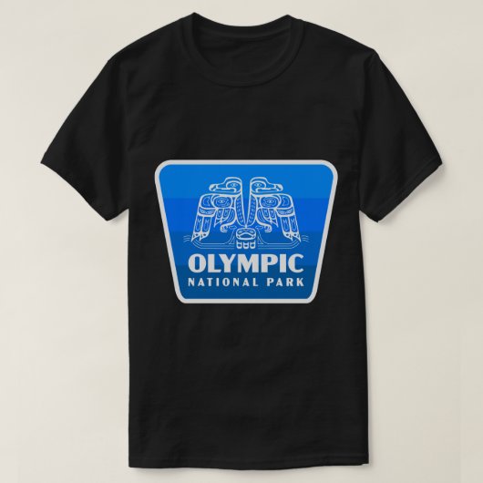 Olympic National Park Retro Bird Badge Blauw T-shirt (Design voorkant)