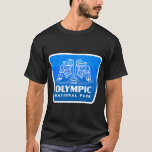 Olympic National Park Retro Bird Badge Blauw T-shirt