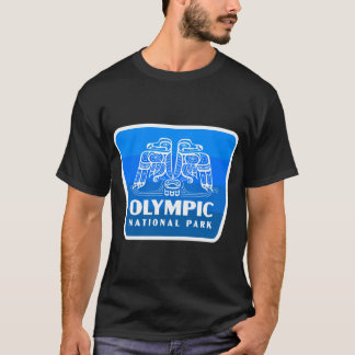 Olympic National Park Retro Bird Badge Blauw T-shirt