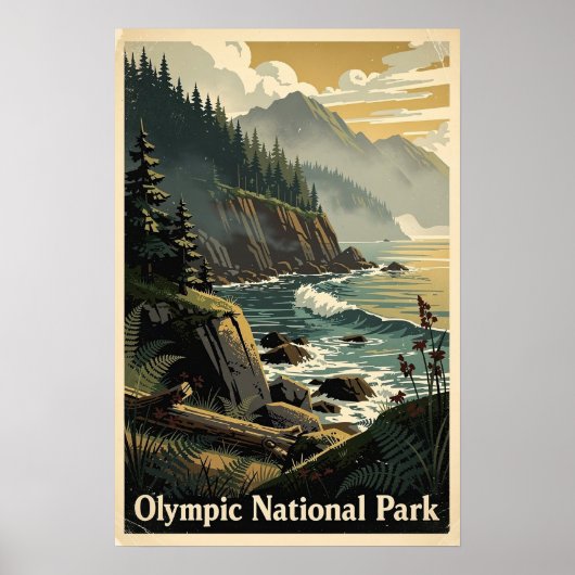 Olympic National Park Retro Poster (Voorkant)