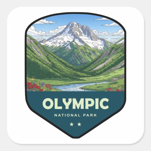 Olympic National Park Schild Vierkante Sticker (Voorkant)