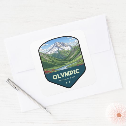 Olympic National Park Shield Vierkante Sticker (Envelop)