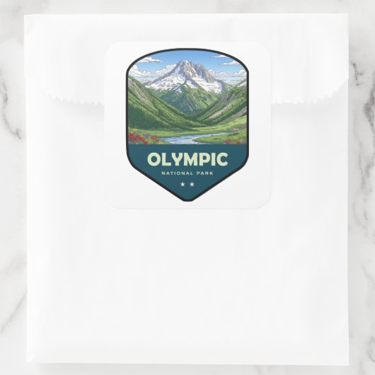 Olympic National Park Shield Vierkante Sticker (Tas)