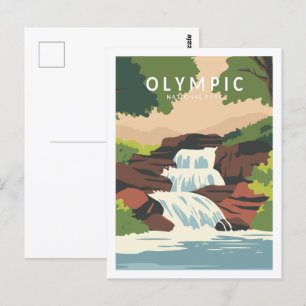 Olympic National Park Travel Place Illustratie Briefkaart