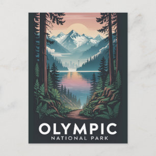 Olympic National Park Vintage Reisposter Briefkaart