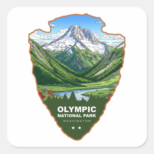 Olympic National Park Washington Arrowhead Vierkante Sticker (Voorkant)