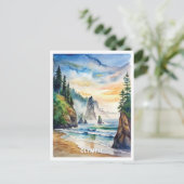 Olympic National Park Waterverf Schilderij Briefkaart (Staand voorkant)